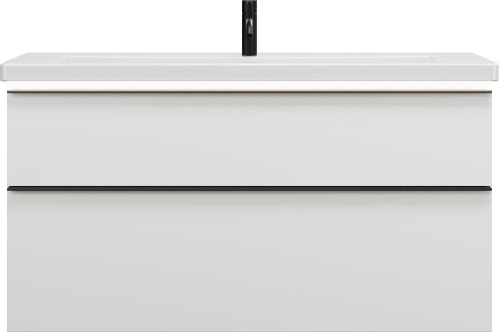 burgbad Eqio Keramik-Waschtisch inklusive Waschtischunterschrank mit LED-Beleuchtung, Breite 1230mm, SEZA123F2009C0001G0252