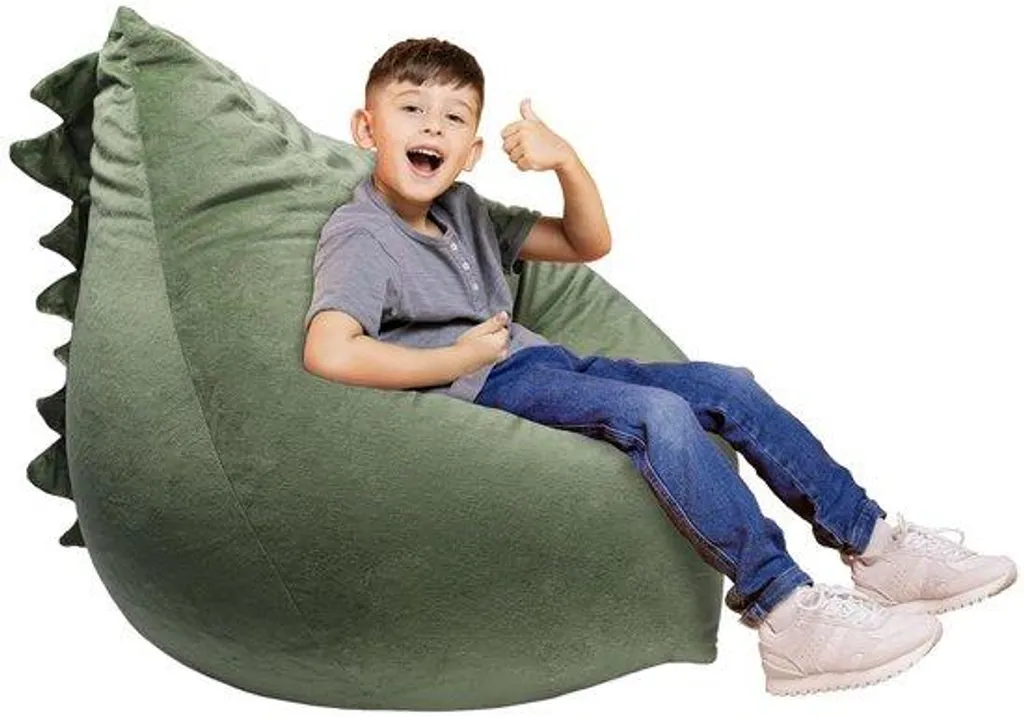Pouf Dinosaure en Velours Doux - Siège Enfant Multifonctionnel 60cm
