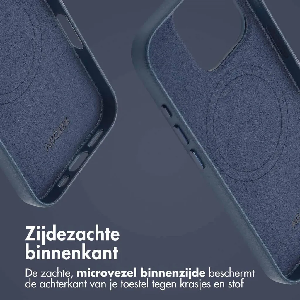 Custodia iPhone 16 Pro Pelle MagSafe - Minimal Blu Notte Accezz - 14