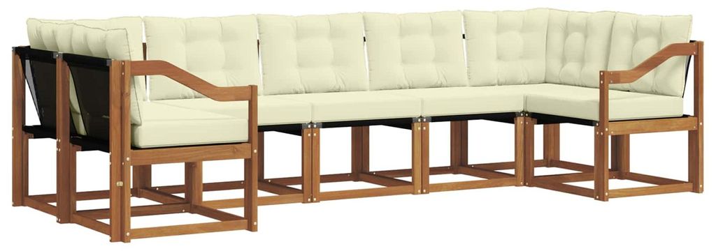 vidaXL Outdoor-Sofagarnitur mit Kissen 7 pcs Natur und Creme