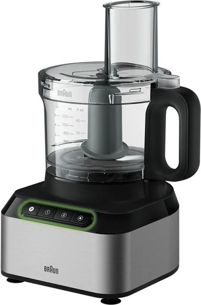 Braun FP 3233 SI Robot de Cuisine 2,1L Noir et Acier Inox avec 4 Disques