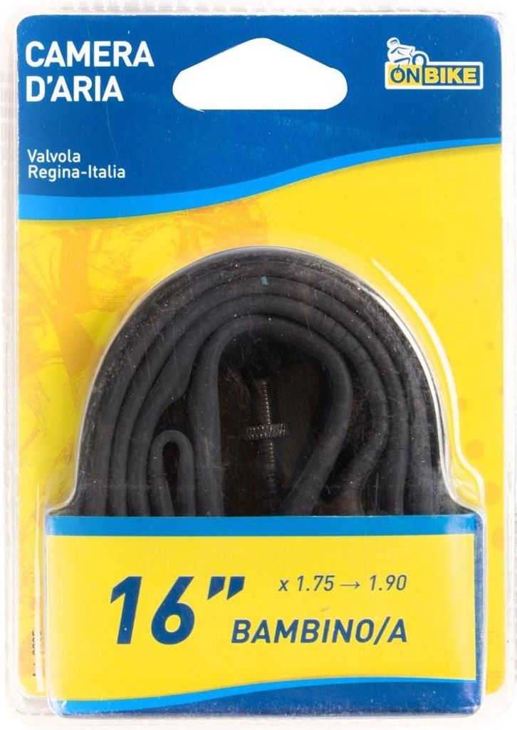 On Bike Fahrradschlauch 16" x 1,75 - 1,90 - ETRTO 47-305, Schrader-Ventil, Hohe Widerstandsfähigkeit und Abdichtung für Kinderfahrräder, Einfach...