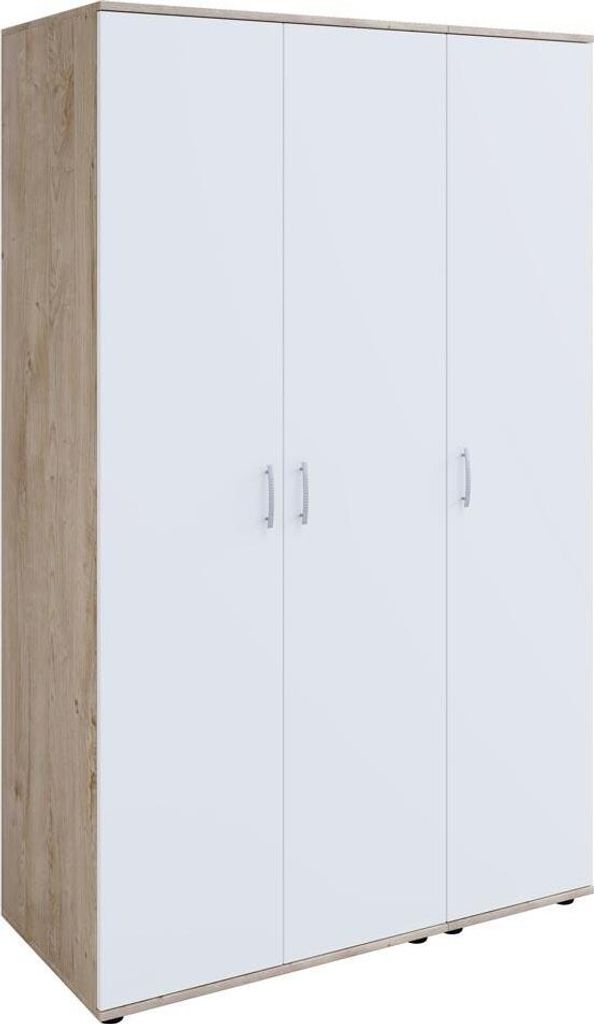 nonjoo - Baby Zimmer Lani Kleiderschrank 3-trg., mit Fachböden, Kleiderstange und Wäschefächern