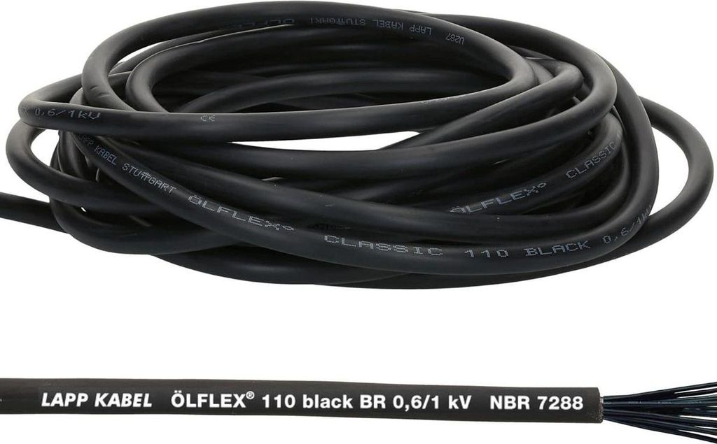 10 Meter Lapp 1120268 Ölflex Classic 110 Black 0,6/1kV PVC Steuerleitung 3x1 mm² ohne Schutzleiter I Außenbereich I flammwidrig I Kabel 3 adrig ...