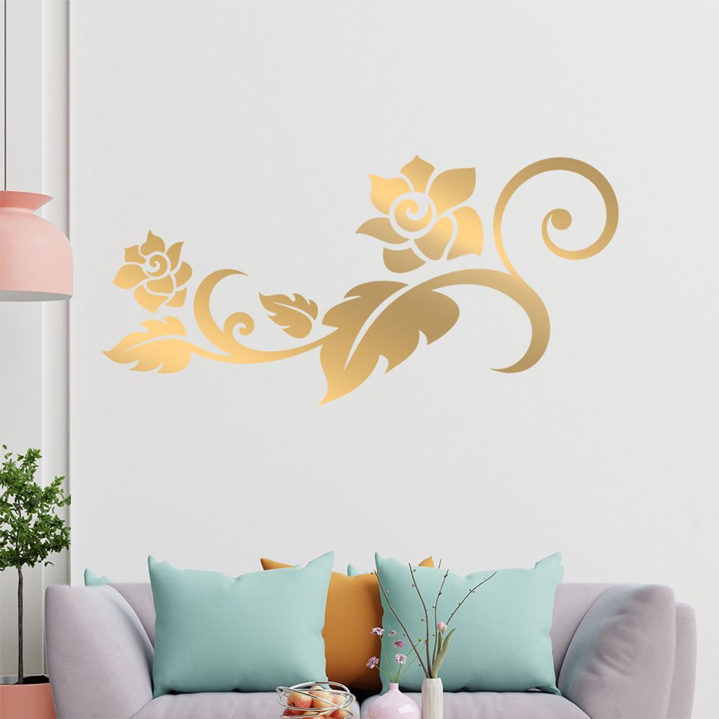 Rose - Linien Wandtattoo in 6 Größen - Wandaufkleber Wall Sticker - Dekoration, Küche, Wohnzimmer, Schlafzimmer, Badezimmer