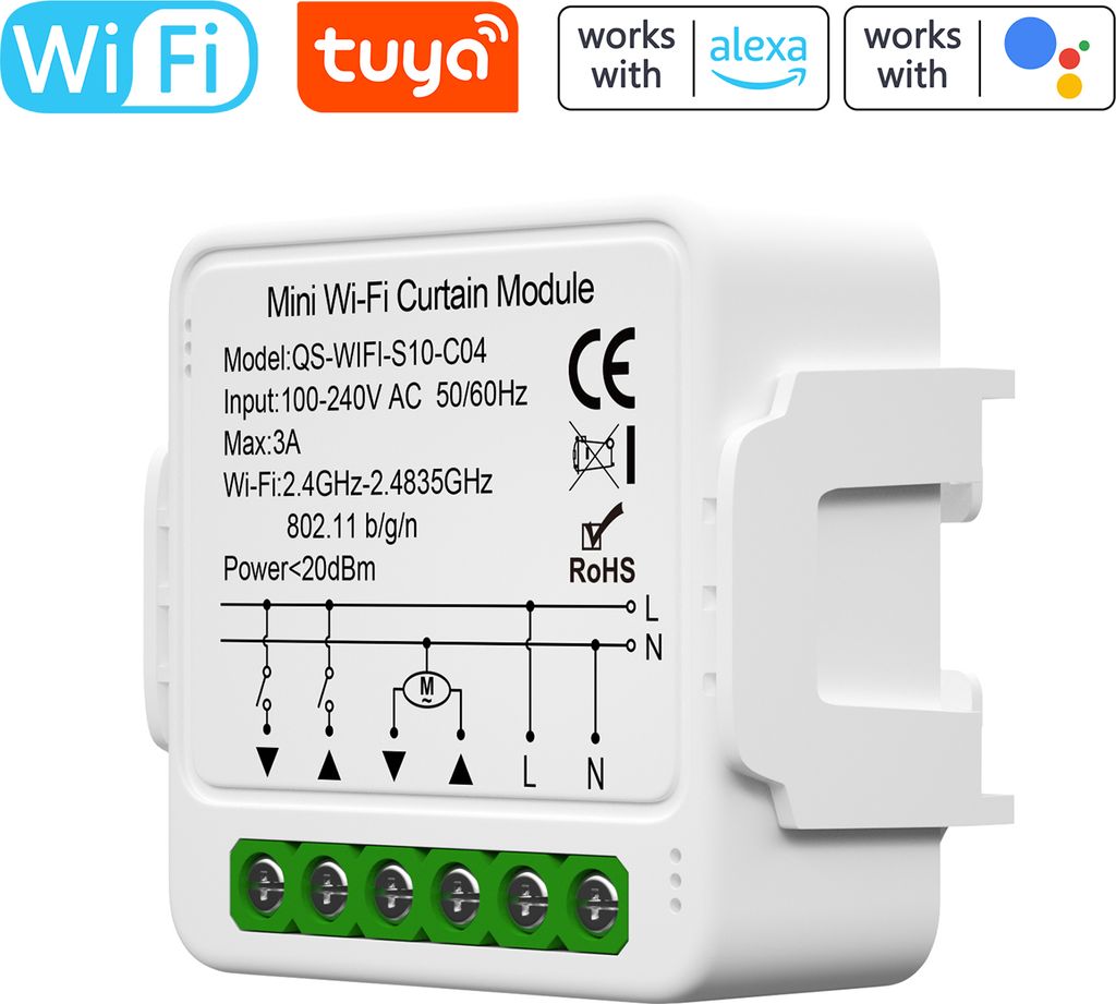 Tuya WiFi Smart Curtain Switch-Modul Intelligentes Haushaltsgeraet Vorhang Jalousie Rolllaeden App-Steuerung Timerfunktion und Gruppenfreigabe Komp...