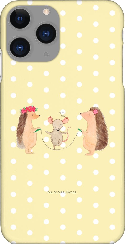 Mr. & Mrs. Panda Iphone 11 Pro Handyhülle Igel Seilhüpfen - Gelb Pastell - Geschenk, Kinder, Maus, Seilspringen, Lustige Sprüche, Handy Case, Ki...