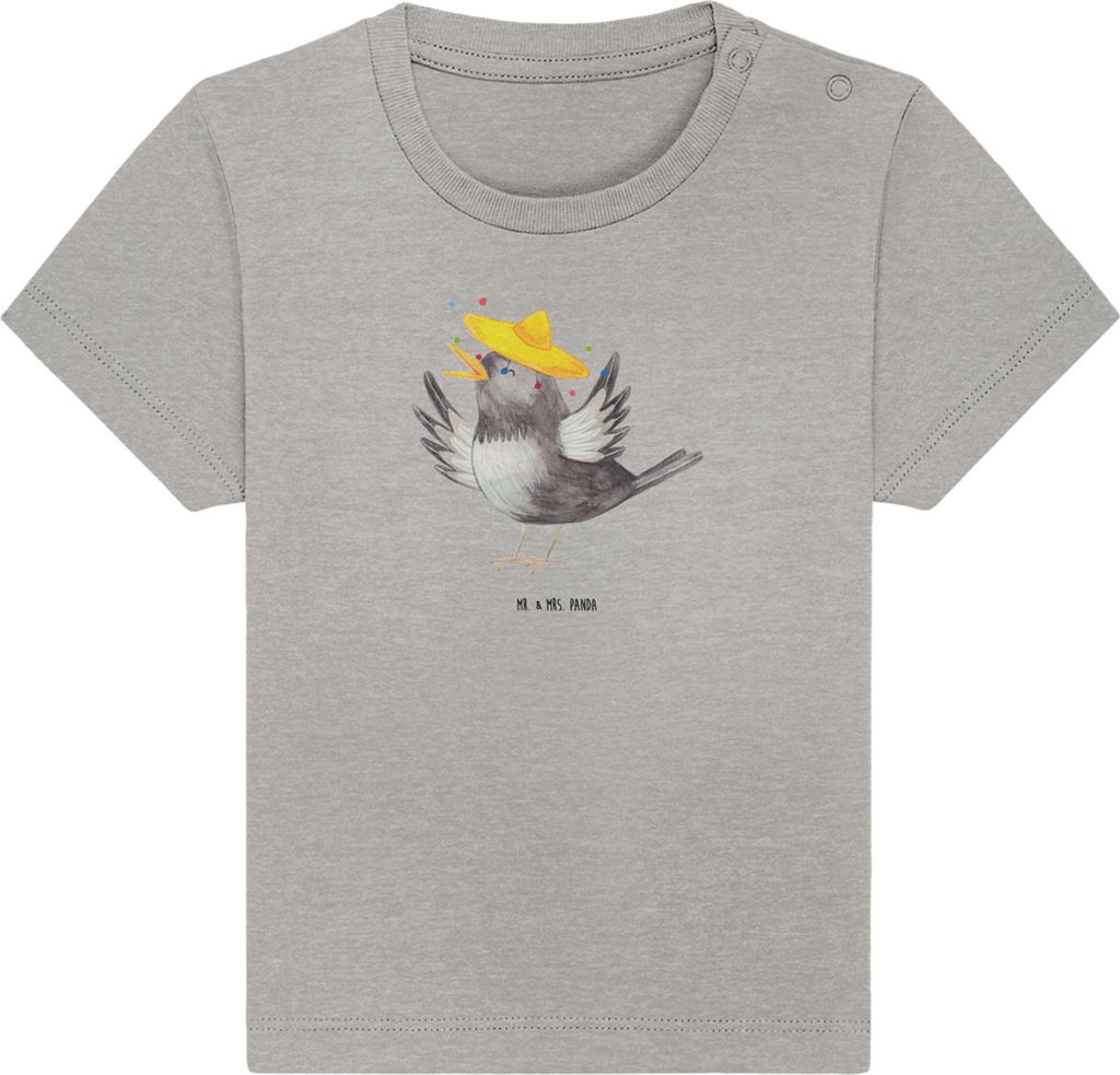 Mr. & Mrs. Panda Babyshirt Rabe Sombrero 12. - 18. Monat - Heather Grey - Geschenk, T-Shirt Baby, , Vogel, Lustige Sprüche, Elster, Jerseyshirt, V...