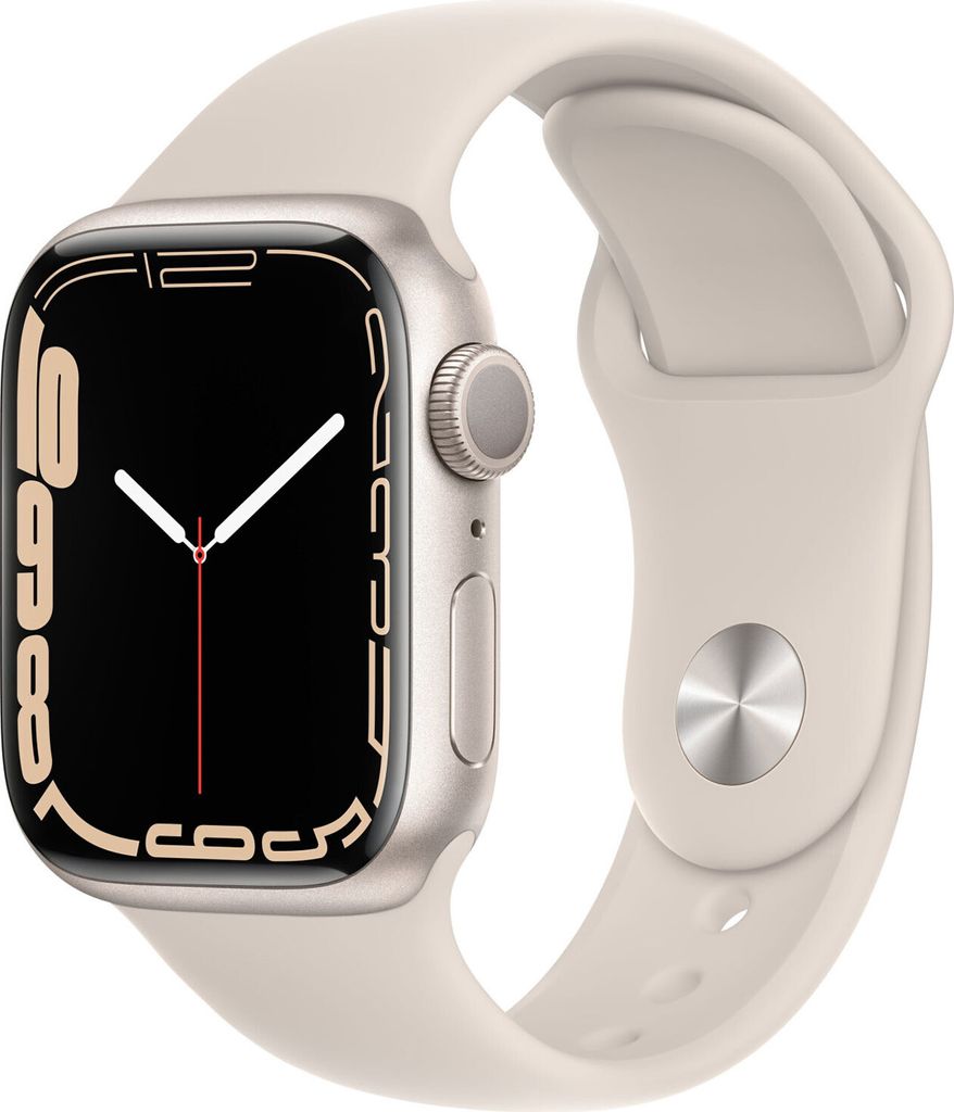 A close-up studio shot of an Apple Watch.
