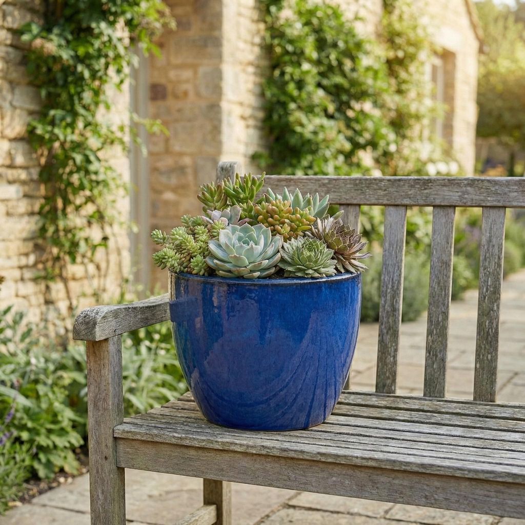 Keramik Pflanztopf Eggpot Royal Blau Ø29cm Frostfest