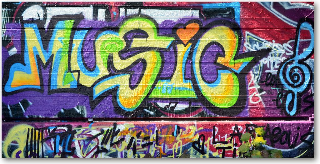 Tulup Leinwandbild -100x50 cm - Wandkunst - Drucke auf Leinwand - Leinwanddruck - Teenager - Mehrfarbig - Graffiti an Wand