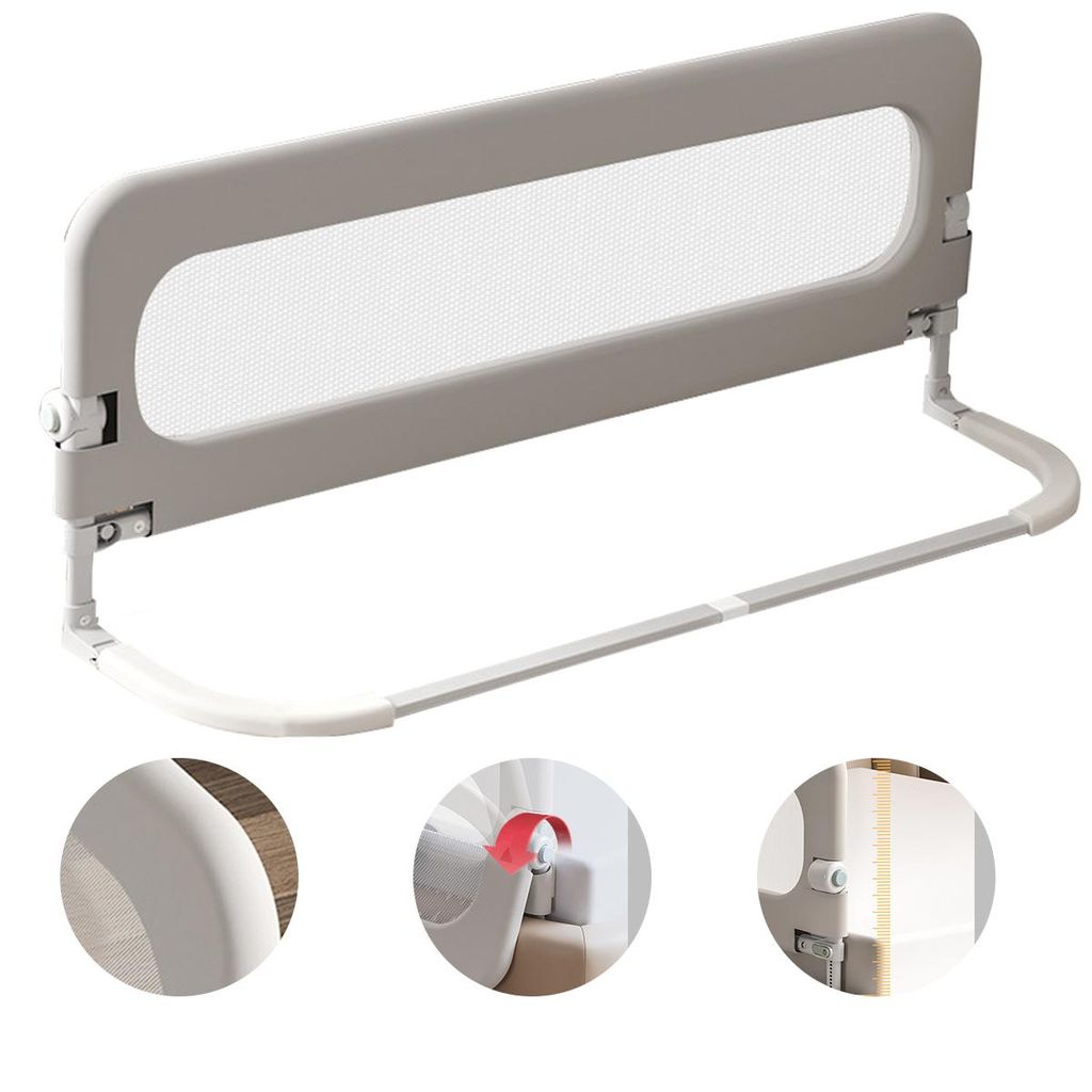 Babybettgitter für Kleinkinder,120 cm höhenverstellbar, herunterklappbares Bettgitter,für Queensize-, Kingsize-, Twin- und Etagenbetten
