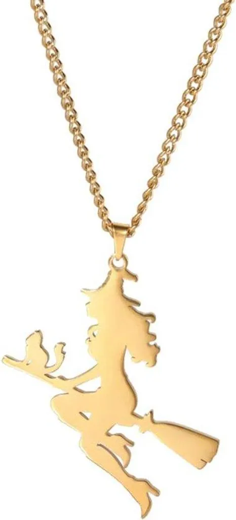 Collier croissant de lune et balai pour cadeau femme - Style bohème