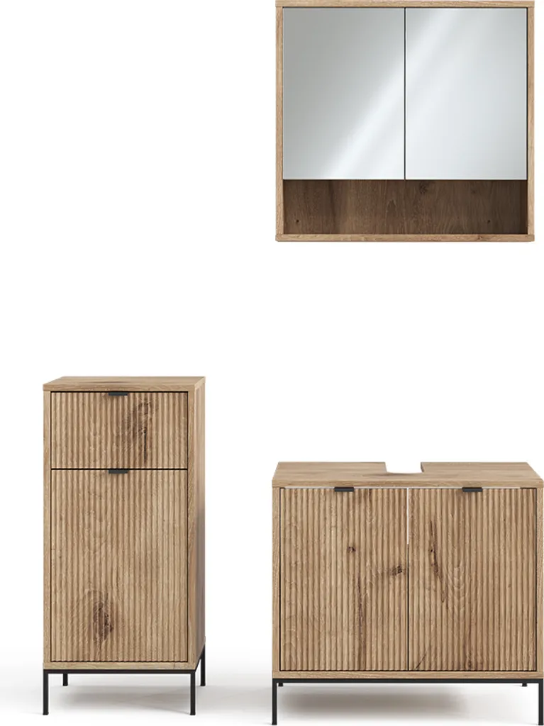 Mobilier de Salle de Bain Vicco Eliza avec Armoire de Rangement Chêne Viking