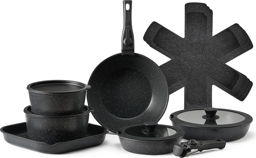 Cucina Sana con Set Pentole SucceBuy Granito 17 Pz | Zero PFOA Nero