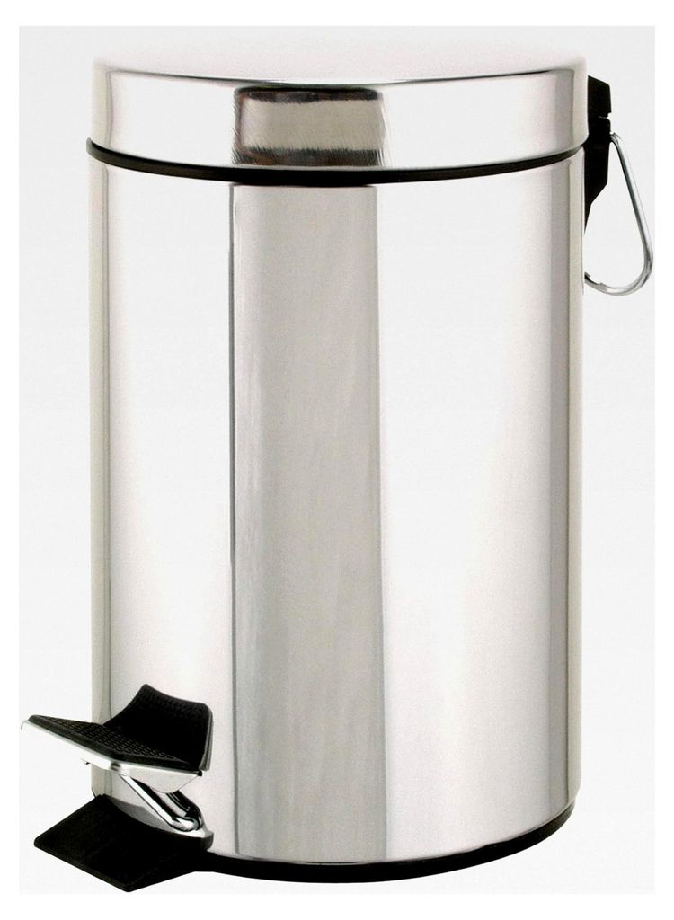 Kosmetikeimer in Silber, ca. 3l, Abfallbehälter aus rostfreiem Edelstahl, Mülleimer mit Kunststoffeinsatz, Treteimer für Küche und Bad, 17 x 17...