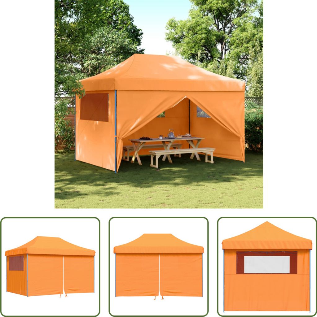 The Living Store Partyzelt Faltbar Pop-Up mit 4 Seitenteilen Orange