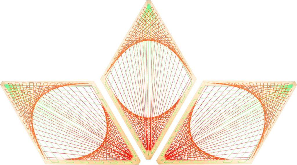 PSYWORK Schwarzlicht 3D StringArt | Raute Neon All-Seeing Eye II | 88 x 53cm | 3 Stück | Set | UV aktiv | Fadenkunst Neon Wohndeko Dekoration Part...