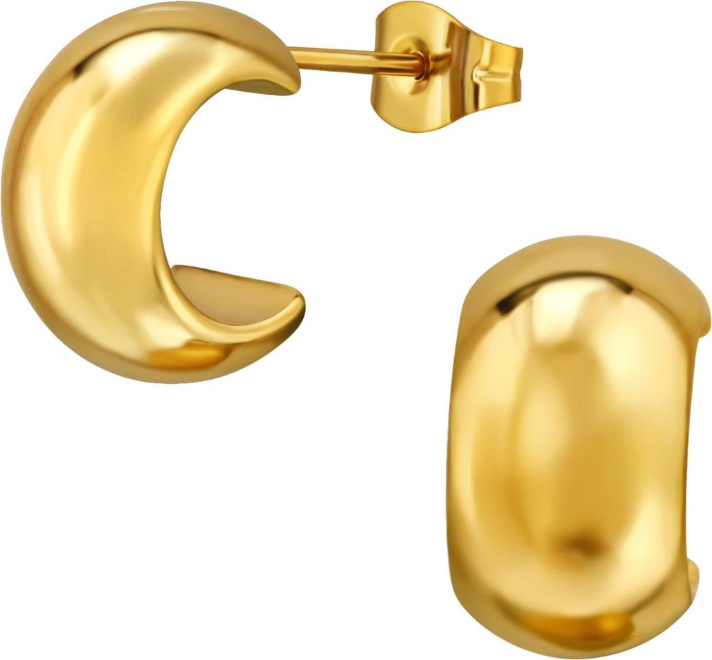7 mm Breite Halbe Creolen/Ohrstecker aus Edelstahl in Goldfarbe Gold Unisize Maxte