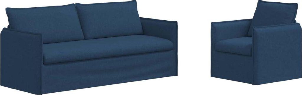 Sofa 2 pcs Blau 196 x 82 x 85 cm Stoff