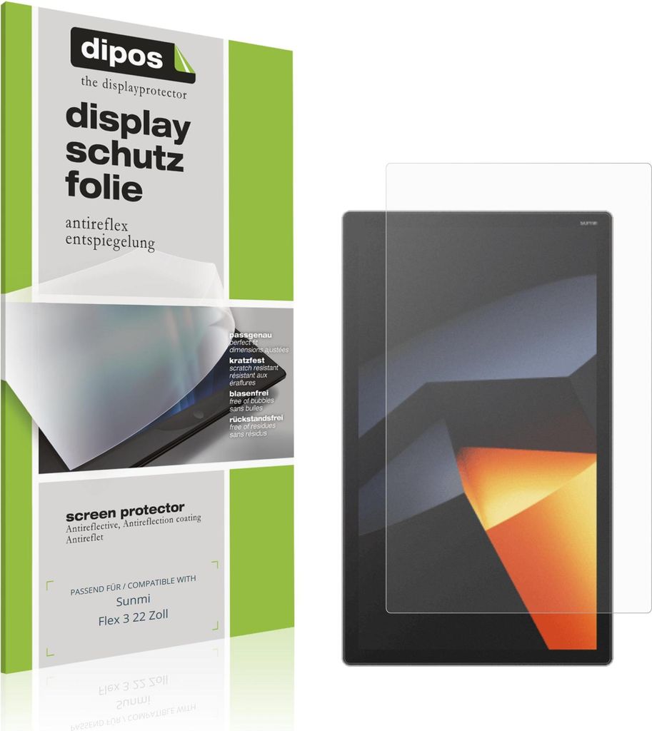 2x Schutzfolie für Sunmi Flex 3 22 Zoll matt Displayschutzfolie Folie Display Schutz dipos