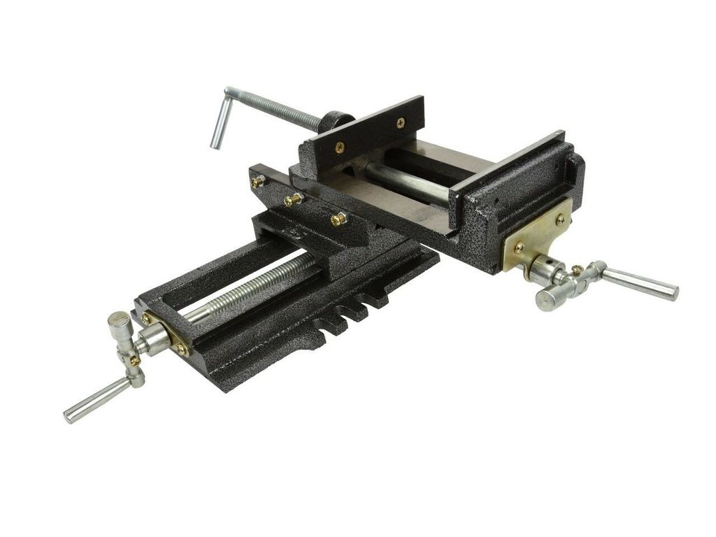 BSD Schwerlast Bohrmaschinen-Schraubstock aus Gusseisen - 2 Achsen Maschinenschraubstock, Kreuzschlitten Schraubstock 125mm (5”) - 12kg