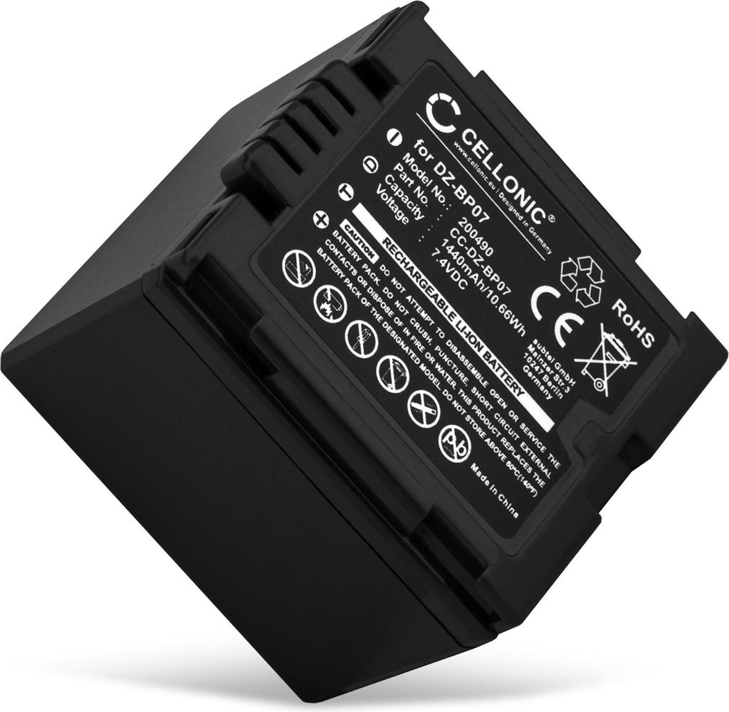 CELLONIC 1x Akku für Kamera Kompatibel mit Hitachi DZ-BX35, DZ-MV550, DZ-BX37, LIP07 - (1440mAh, 7.4V)