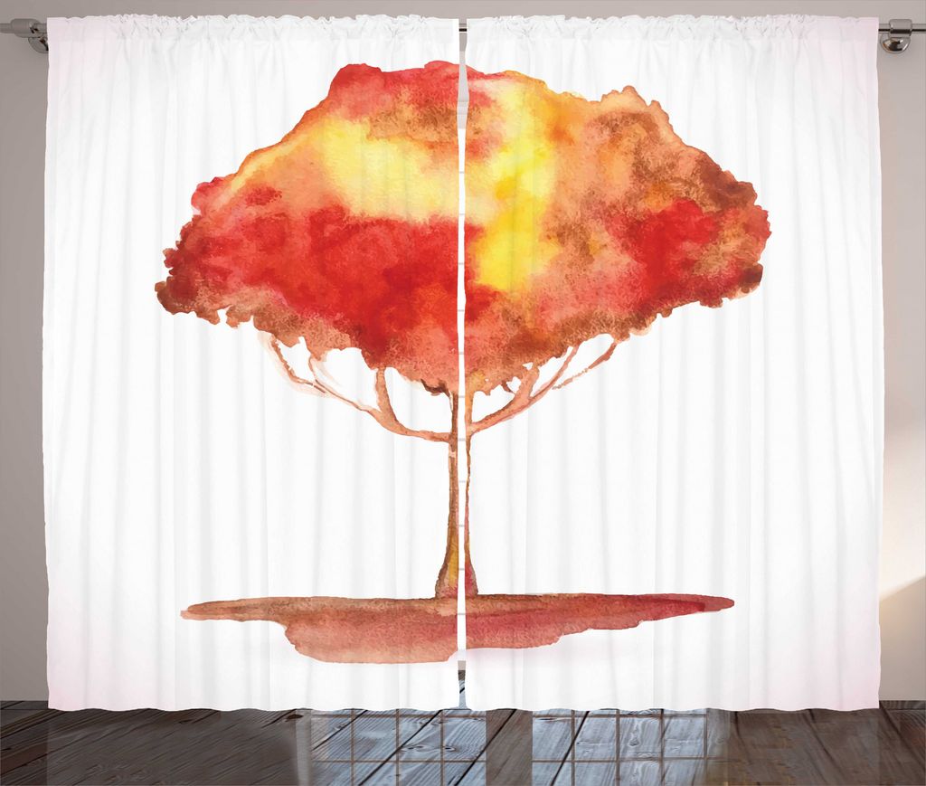 ABAKUHAUS Aquarell Rustikaler Gardine, Gradient Mystic Vignette, Schlafzimmer Kräuselband Vorhang mit Schlaufen und Haken, 280 x 175 cm, Vermilion...