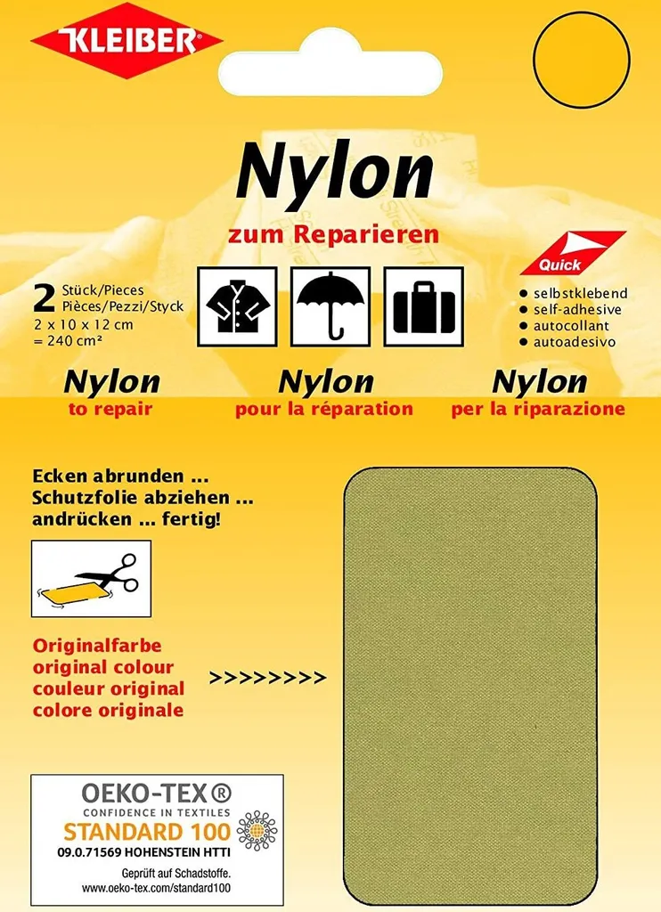 Réparer une doudoune ou un sac avec des patchs nylon autocollants beige
