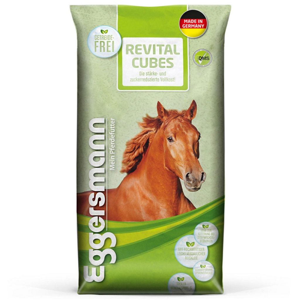 A bag of horse feed with a picture of a horse on it.