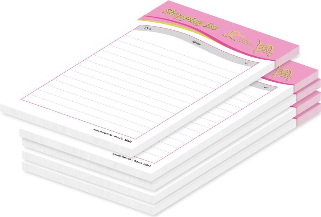 PRICARO Einkaufsliste "Speed", rosa, A6, 5er Set