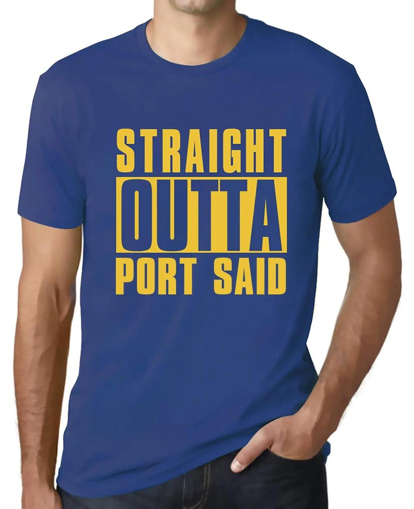 Herren Grafik T-Shirt Direkt aus dem Hafen sagte – Straight Outta Port Said – Öko-Verantwortlich Vintage Jahrgang Kurzarm Lustige Druck Geburt...