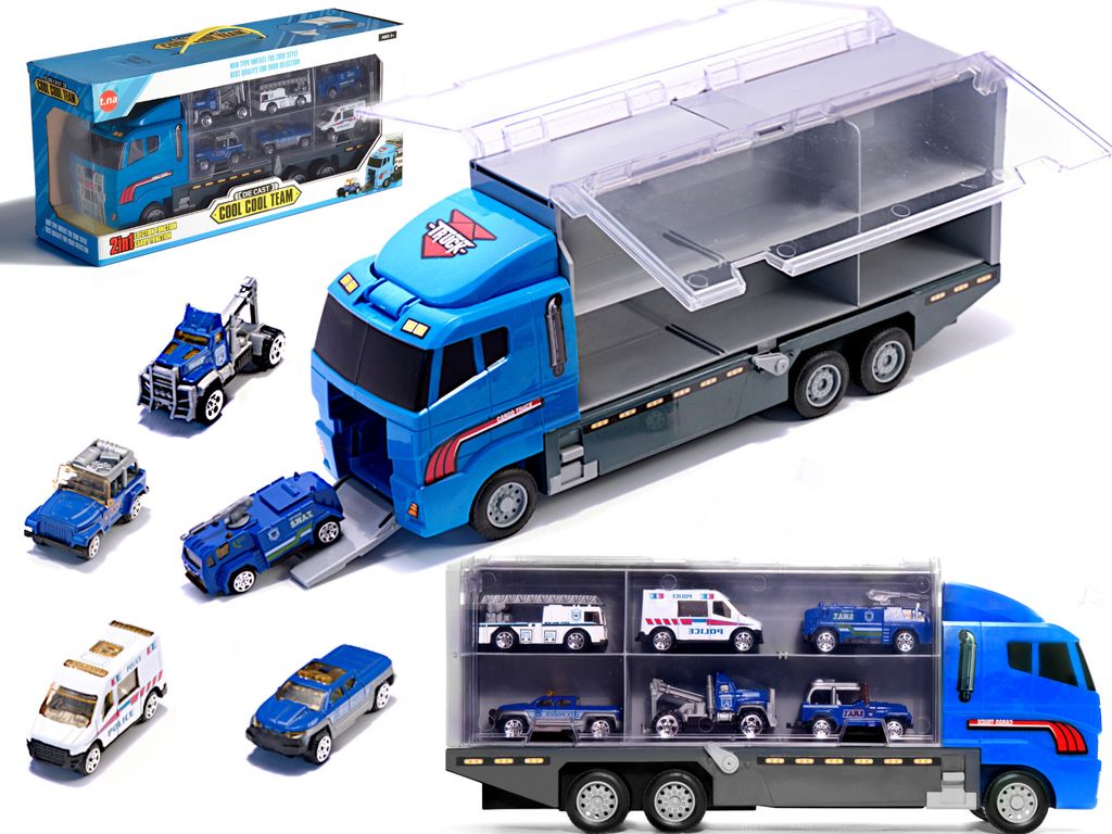 KIK - TIR-Transporter + Polizeiwagen aus Metall Produktbild 