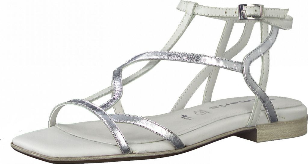 TAMARIS Damen Sandal Flat Art: 1-1-28127-28 in white/silver (weiß) - Größe:39