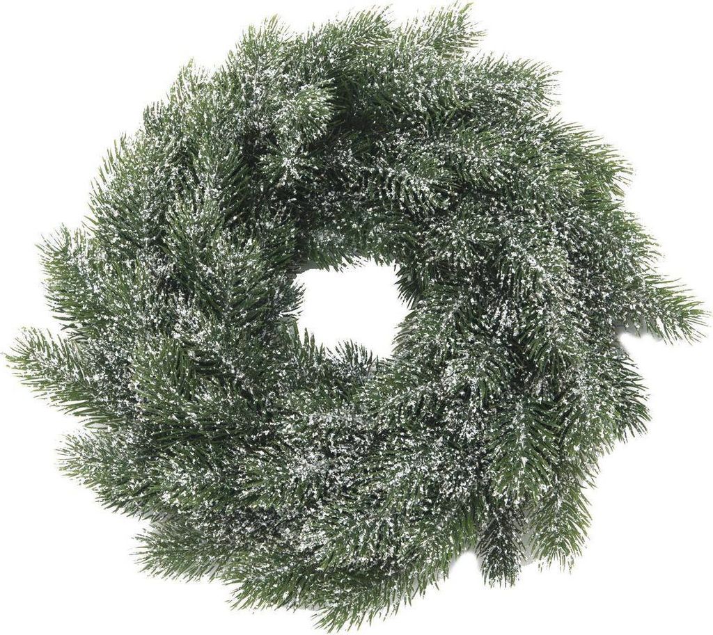 artplants.de Deko Tannen Kranz, PE Nadeln, beschneit, Ø 45cm - Künstlicher Kranz - Türkranz