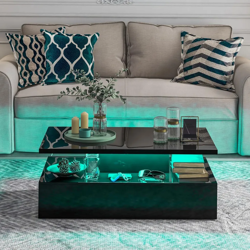 Table Basse Design pour Soirées Cinéma avec LED Multicolores Salon - 7