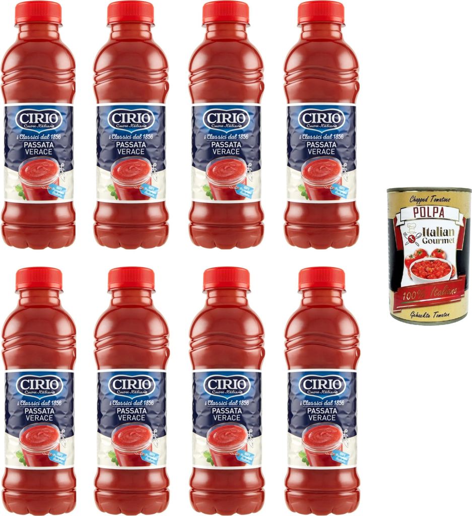 Cirio Passata Verace Tomatensauce Tomaten, kochsauce Pet 8x540gr + Italian Gourmet polpa 400g