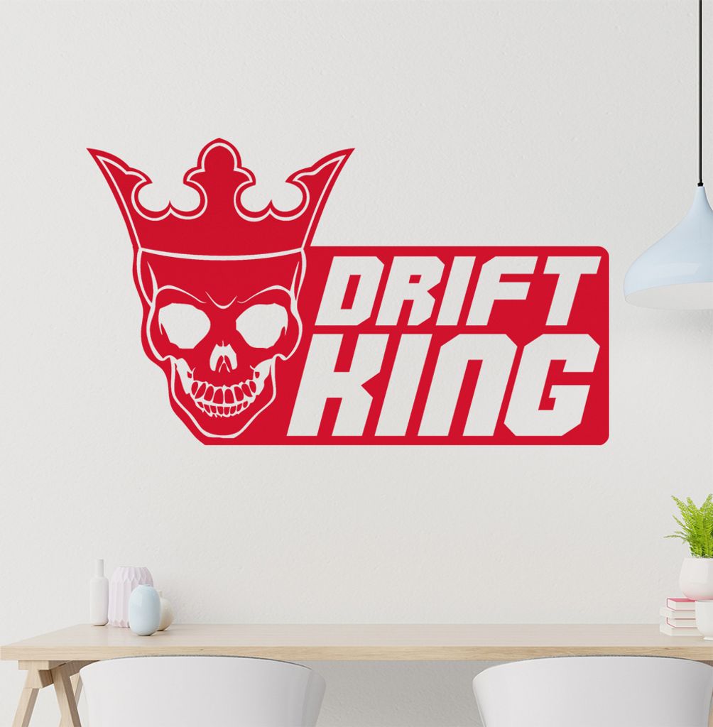 Drift King Wandtattoo in 6 Größen - Wandaufkleber Wall Sticker - Dekoration, Küche, Wohnzimmer, Schlafzimmer, Badezimmer