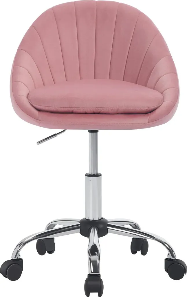 Siège de maquillage pivotant rose en velours idéal pour petits espaces Pro