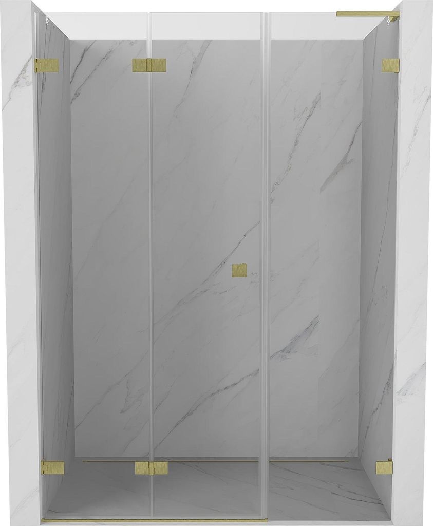 Mexen Lunar-F L Faltbare Duschwand links 120 cm, transparent, gebürstetes Gold - 836SL-120-050-55-00-L