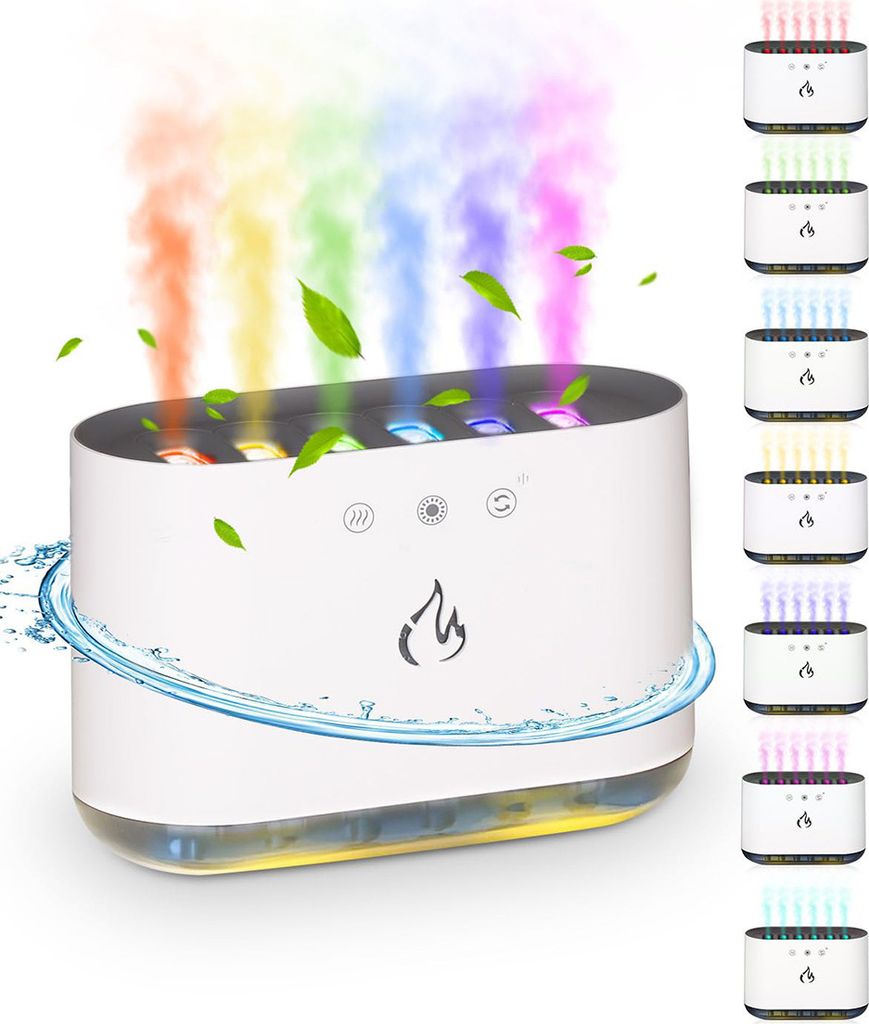 900ML Aroma Diffusor für ätherische Öle, Rhythmischer Aromatherapie-Diffusor mit RGB Licht, 6 Düsen, 3-12 Stunden Timer