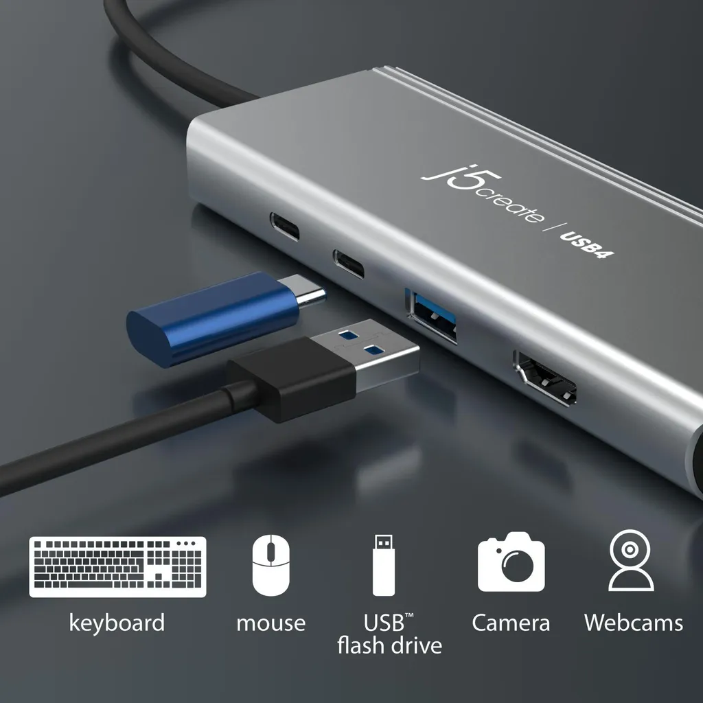 Câble USB-C vers USB-C 3.2 Argent j5create JCD401 pour Transfert Rapide - 10