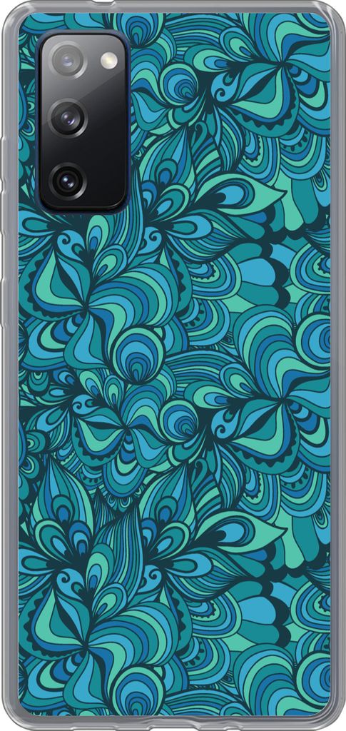 MuchoWow Handyhülle Schutzhülle Hülle für Telefoonhoesje Samsung Galaxy S20 FE Design - Vintage - Blau - Türkis Silikon Softcase Handy Hüll...