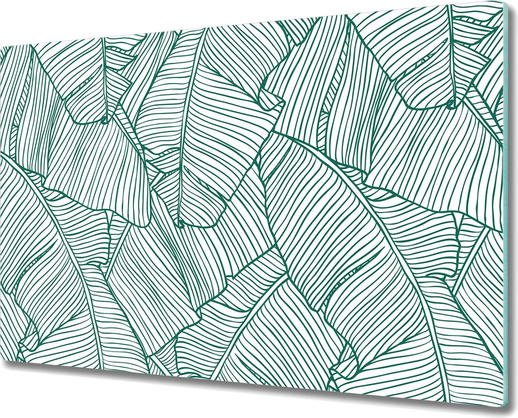 Glas-Herdabdeckplatte Glaskeramikkochfeld-Abdeckung Spritzschutz - 80x52 cm - Blattkonturen