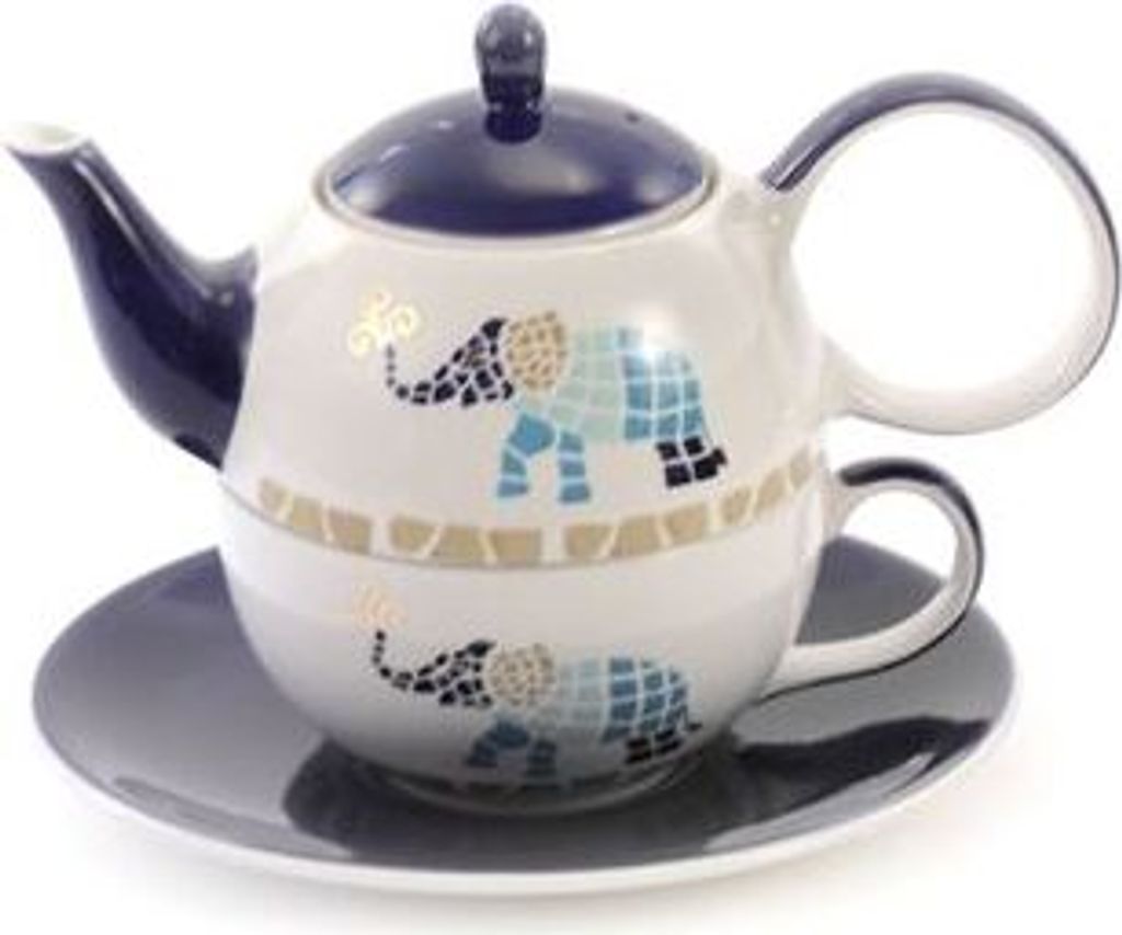 Tea for one Set "Voi" Keramik mit Goldauflage 4-teilig, Kanne: 0,4 l, Tasse: 0,2 l