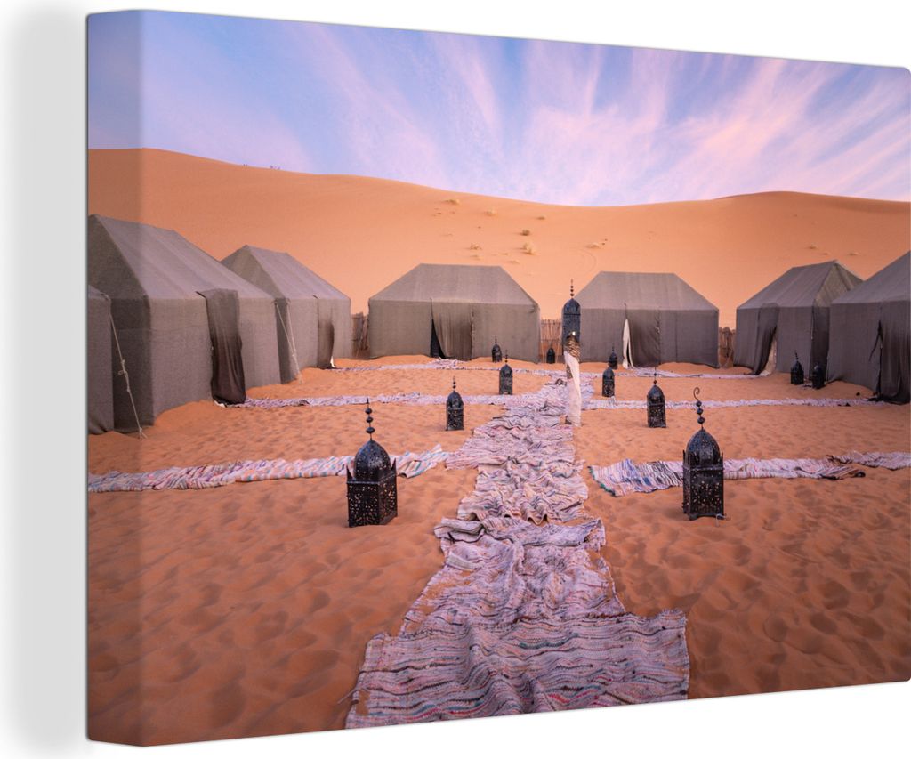 OneMillionCanvasses - Leinwandbilder - 140x90 cm, Zelte in der Wüste Sahara, Wandbilder Kunstdruck Wanddekoration - Foto auf Leinwand - Gemälde...
