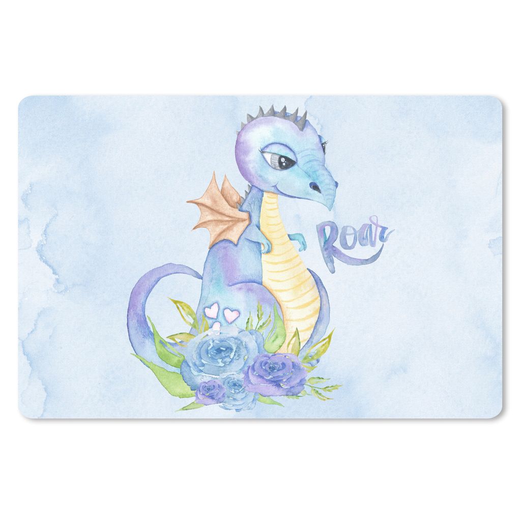 MuchoWow Schreibtischunterlage Dino - Kinderzimmer - Aquarell - Jungen - Kinder 60x40 cm - XXL Mauspad - Großes Mauspad