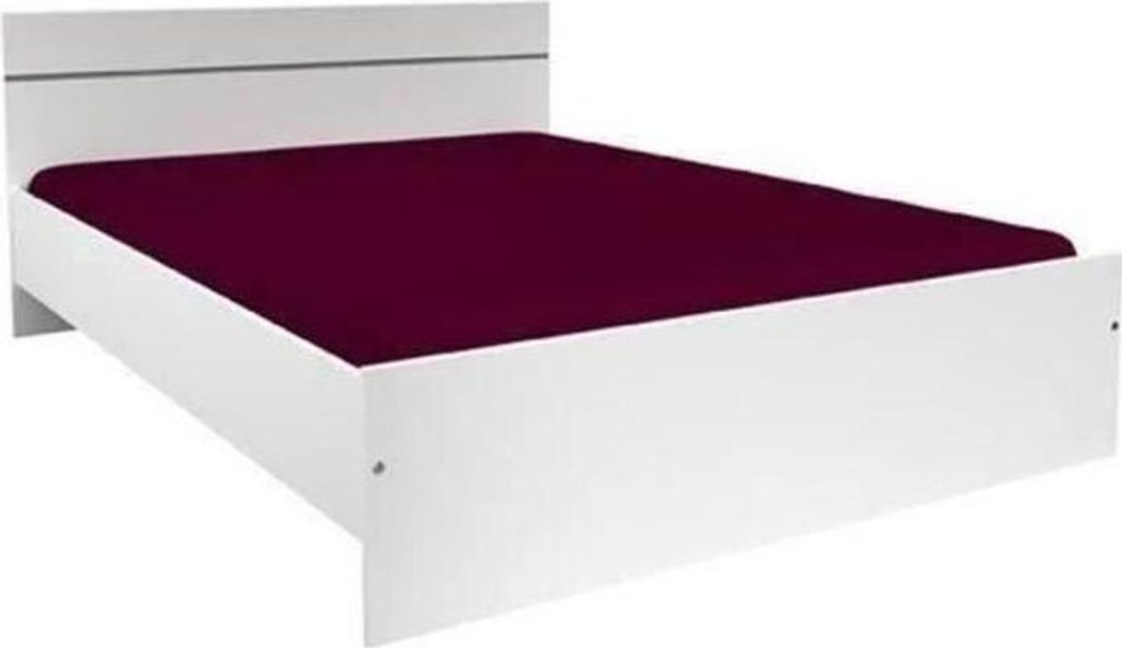 Bett, BOSTON, 140 x 190 cm, Weiß Nachbildung, Modernes Design, Französische Herstellung