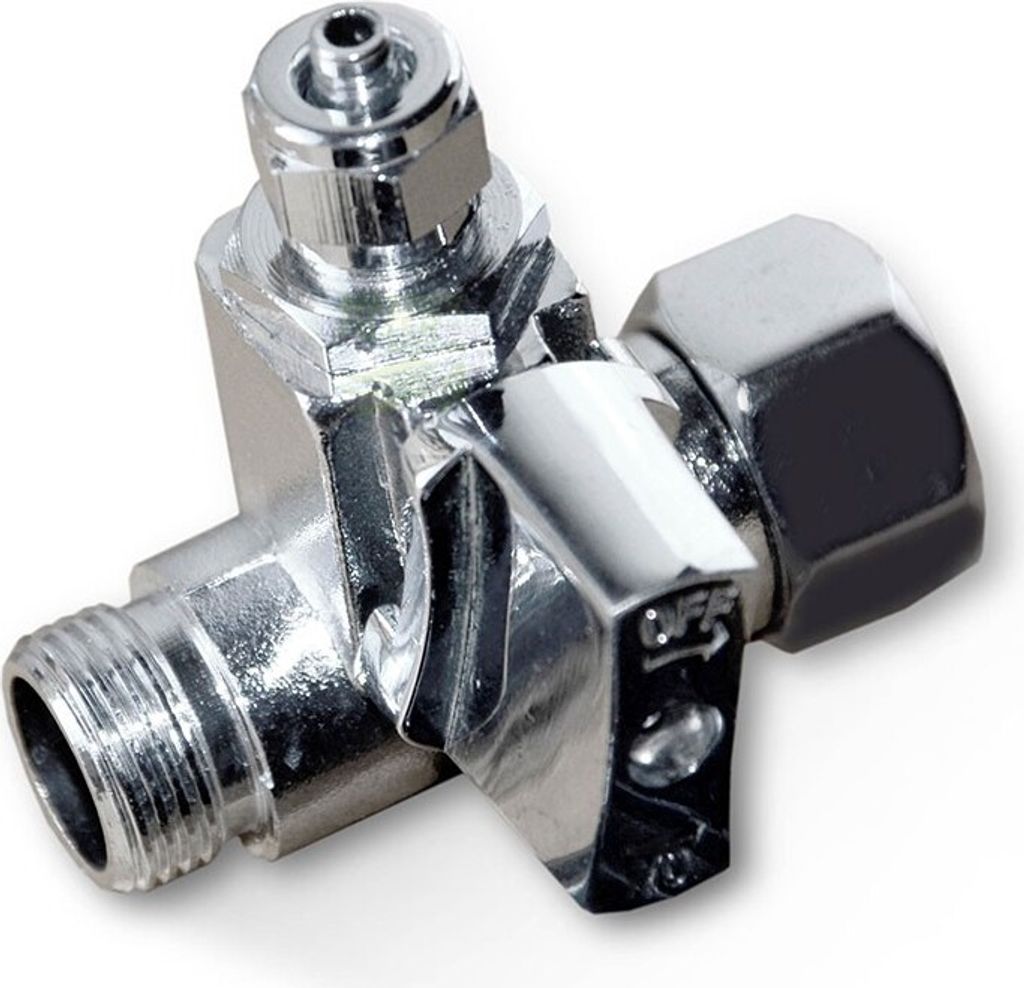 Anschluss mit Hahn, 3/8' AG/IG x 1/4' Schlauch