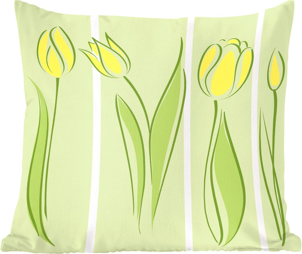 MuchoWow Zierkissen Sofakissen Wohnzimmer Dekokissen 50x50 cm Eine Illustration von verschiedenen gelben Tulpen - Komfort - Sofakissen